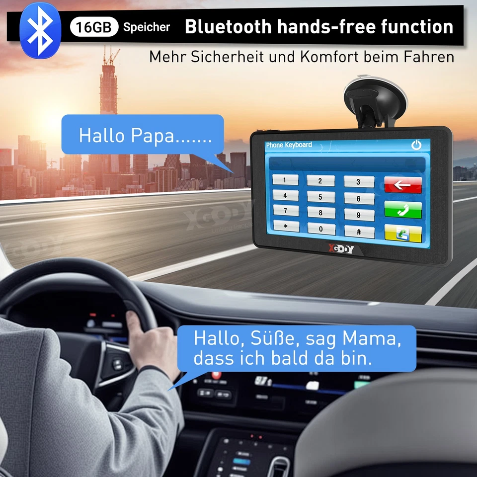 XGODY 9 Zoll navi BT GPS Navigationsgerät DE Karten 16GB+256MB LKW PKW WOMO BUS - Bild 3 von 4