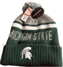 NEW Michigan State Spartans MSU Beanie Pom NCAA Cuff  Knit Winter Cap Hat Stripe