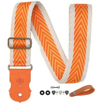 Guitar Strap - Double Layer Brushed Real Cowhide Ends,Safe Durable,2in,Soft A...