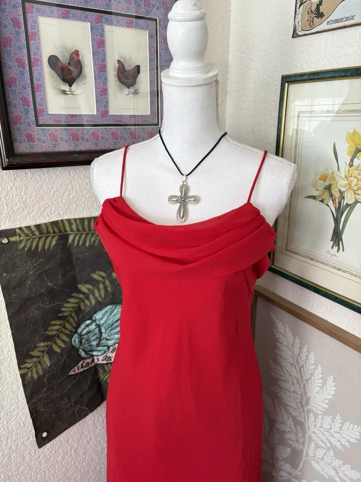 Maxi Vestido Y2K Hecho en EE. UU. Fiesta Formal Talla Grande Rojo Hasta el Suelo Vestido Foto 3 de 4