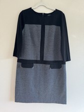 Tahari Arthur S Levine Sheath Career Dress Gray 3/4 Sleeve Short 12 Large L