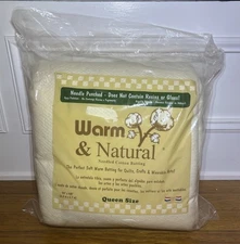 The Warm Company Warm & Natural Cotton Quilt Batting Queen Size 90" x 108" NEW