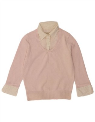 Marks & Spencer Womens Polo Neck Jumper Sweater UK 12 Medium Pink RU07