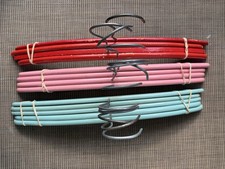 Wood Clothes Hangers Curved Red Teal Pink Painted Mid Century MCM Vintage Lot 13