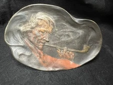 Vintage Bradley & Hubbard Man Smoking Long Pipe - Cast Iron, Bradley & Hubbard