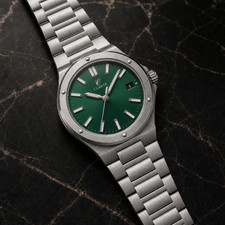 CLARTÉ Mens Watch Green Dial Automatic Silve...
