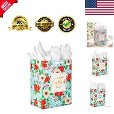 Large Mother's Day Gift Bag 17" - Elegant Floral Design with Tissue Paper