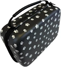 Pet Inhaler Travel Case, Black with Paw Print Design, Cleaning Brush and Pet Car