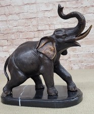 Sculpture En Bronze Éléphant Heureux Grand Format Par Moigniez Art Déco
