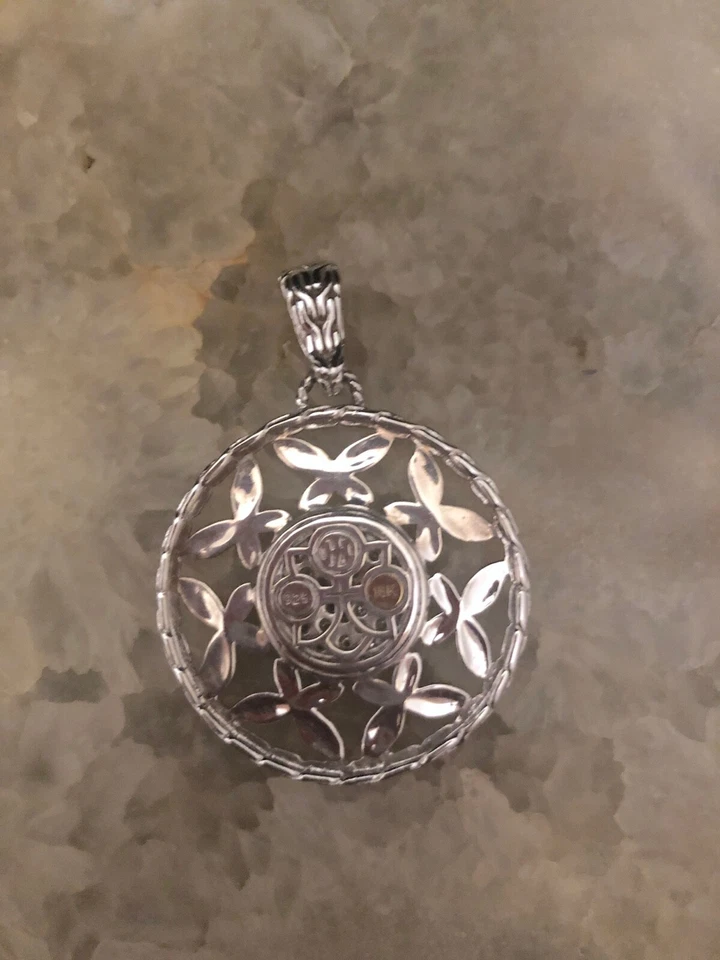 JOHN HARDY Kawung 925,18K Diamante Colgante Potenciador 0.35 ctw Grande ¡COMO NUEVO! Foto 3 de 4