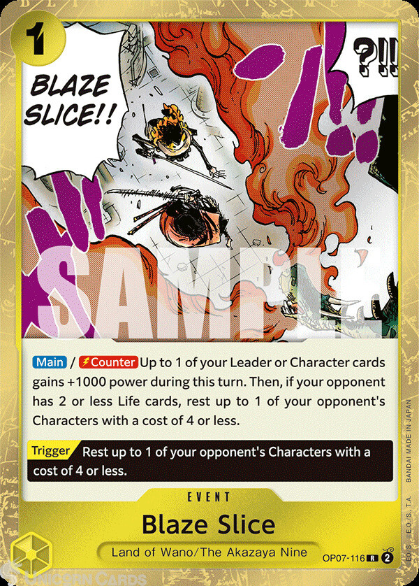 OP07-116 Blaze Slice : Rare Foil English One Piece TCG Card : OP07: 500 Years in