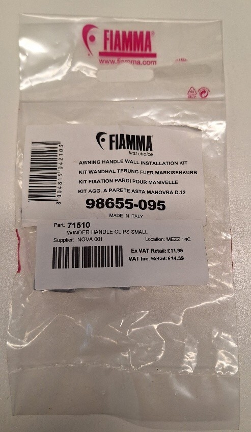 Fiamma Winder Handle Fixing Clips Small - Grey - 98655-095 (71510)