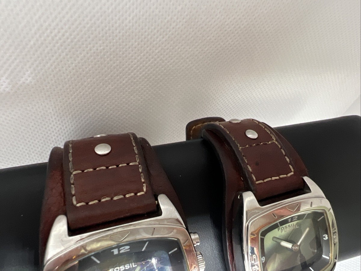 FOSSIL big tic leather band watch ブラウン 🔺#Sold🔺 Fossil Big Tic • Brown Dial with Digital Seconds
