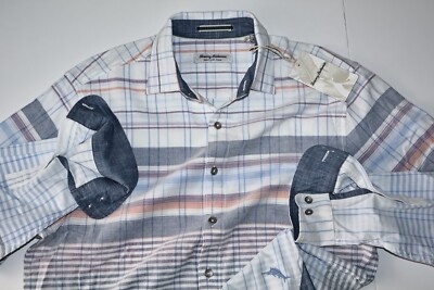 Tommy Bahama Shirt Coastline Cord Horizon Lines White ST326545 LS New Medium M