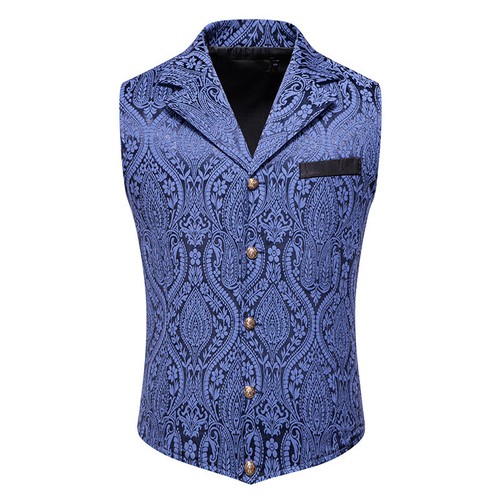 New Medieval Floral Retro Vest Sleeveless Printing Single Breasted Formal Vests - Picture 8 of 27