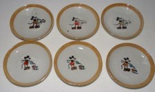 EX DISNEY 1930's 6 PIECE "MICKEY MOUSE CHINA TEA SET" 3 1/4"DIAMETER SAUCERS