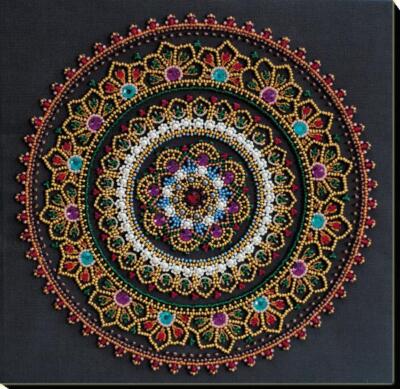 Bead embroidery kit Mandala needlework kit Art canvas beadwork pattern