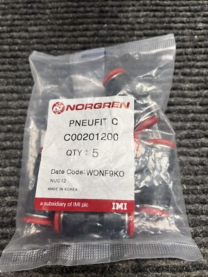 Set of 5 Norgren C00201200 Pneufit C Pneumatic Straight Union 12mm Tube Od