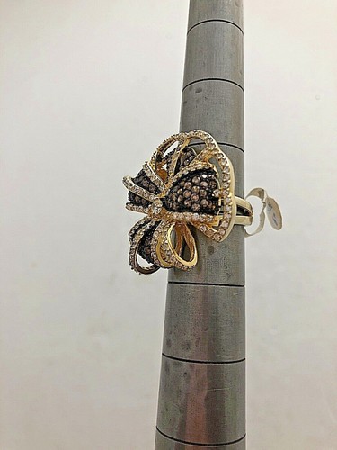 Ring Sterlingsilber 0,925 Gold Vermeil Schokolade und Klar CZ 30 mm Bandgröße 6 - Bild 10 von 10