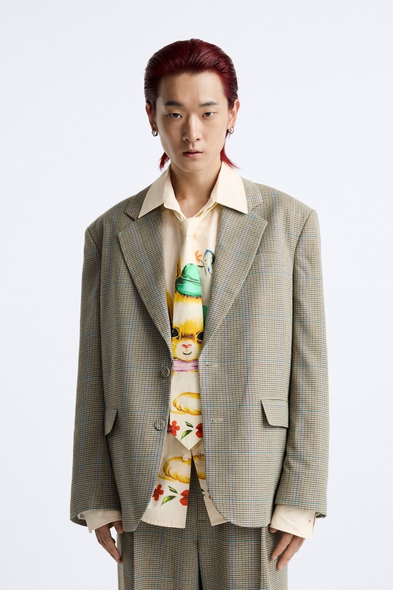 NWT ZARA X Harry Lambert Man Oversized Suit Jacket Taupe NWT ZARA X Harry Lambert Man Oversized Suit Jacket Taupe