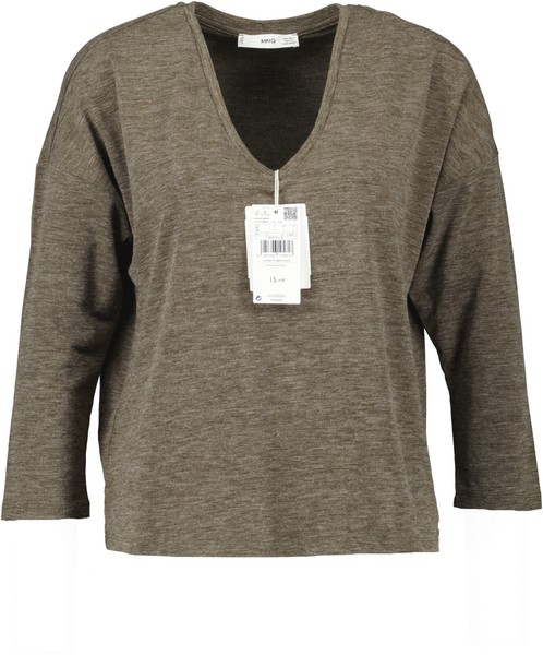 Neu! Mango Damen 3/4-LangäRmliges Meliertes T-Shirt, Braun, Gr. S-image