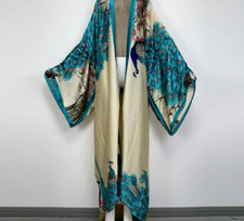 Blue Peacock Robe Peacock kimono Blue Kaftan Boho Abaya Beach Cover Up Plus SIze