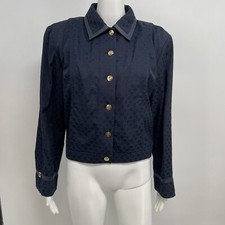 St. John Sport By Marie Gray Women Jacket Blazer Navy Size P With Golden Button