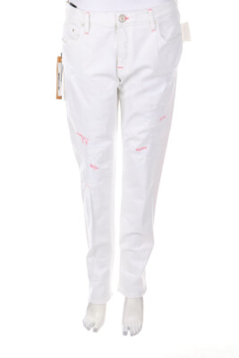 DON´T CRY Straight Cut Destroyed Jeans Quilted W30 white NEW