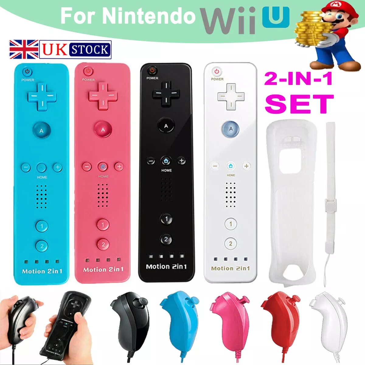 LUXMO Wii Remote Controller Motion Plus and Nunchuck for Wii/Wii U Console  Video Games