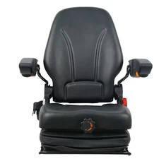 Forklift/Tractor Suspension Replacement Seat w/Adjustable Armrest. Black. TSKL10