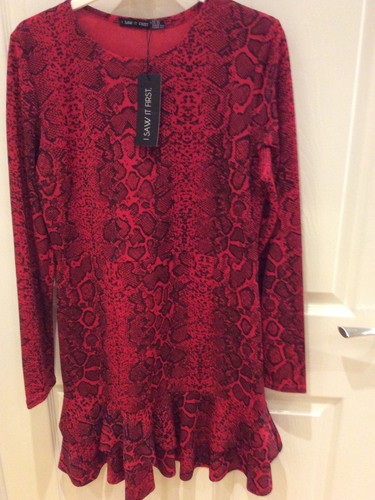 BNWT SNAKE PRINT FRILL HEM DRESS BY “I 