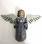 ANTIQUE OLD MEXICAN HAND CARVED POLYCHROMATIC WOOD STATUE WINGED ANGEL for TLC