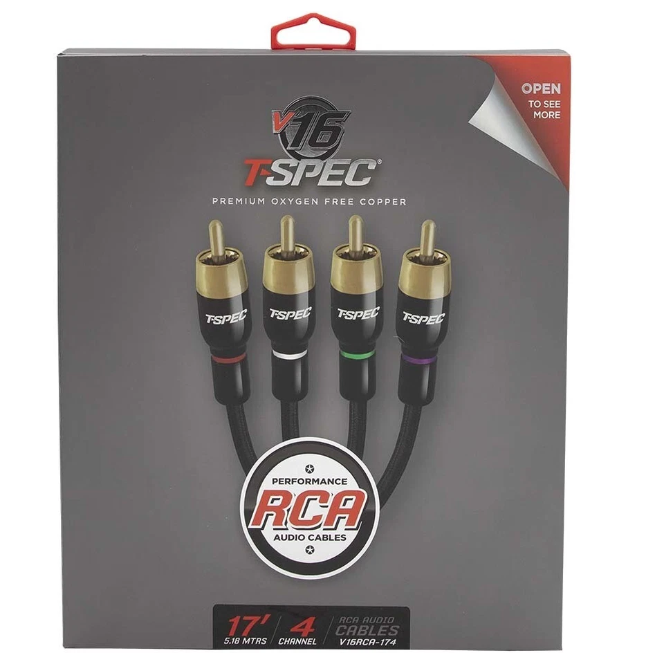 T-Spec V16RCA-174 V16 Series 4 Channel RCA Audio Cables 26 AWG OFC 17 Ft - Image 4 of 4