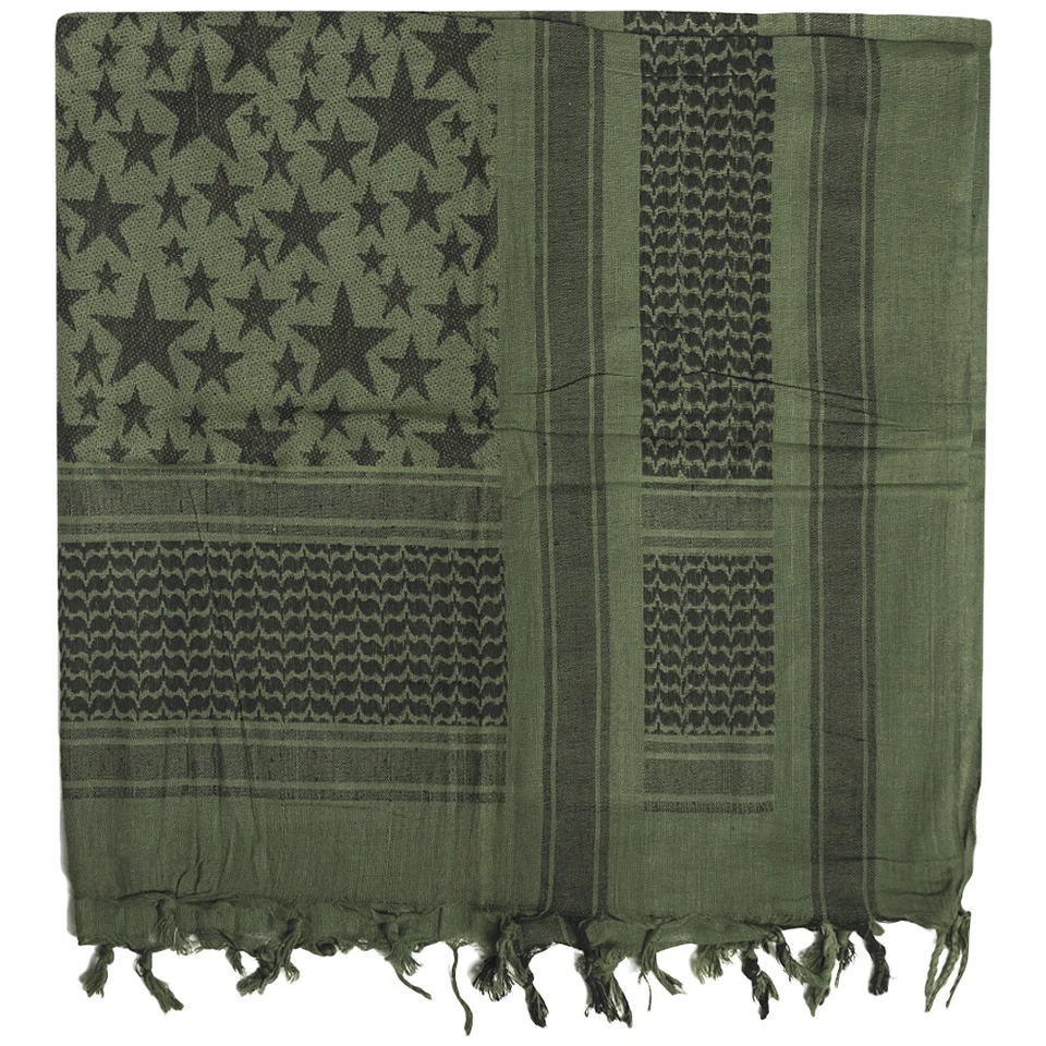 Mil-Tec Shemagh Écharpe Stars Extérieur Randonnée Foulard Bandana Olive / Noir - Photo 1/1