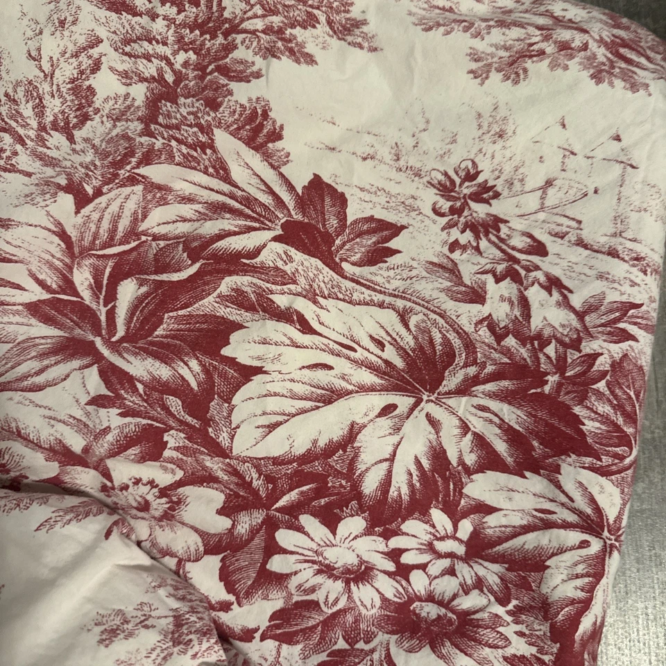 Juego de sábanas Pottery Barn rojo blanco floral toile talla king. ¡Impresionante sin usar! Foto 2 de 4