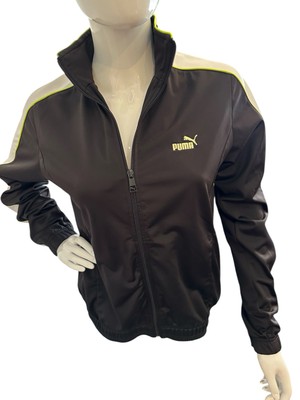 Puma Track Jacket Black,  White, Neon Green Full Zip Up Women s Size Medium