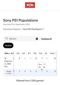 9.8 A+ Capcom vs. SNK Pro Sony Playstation 1 PS1 WATA Graded NOT CGC VGA