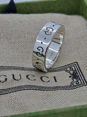 Gucci Ring, Ghost, Aureco, 6 mm, Sterlingsilber, Größe 3,75, Neu 