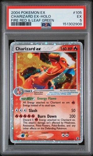 2004 POKEMON EX FIRE RED & LEAF GREEN #105 CHARIZARD EX-HOLO PSA 5