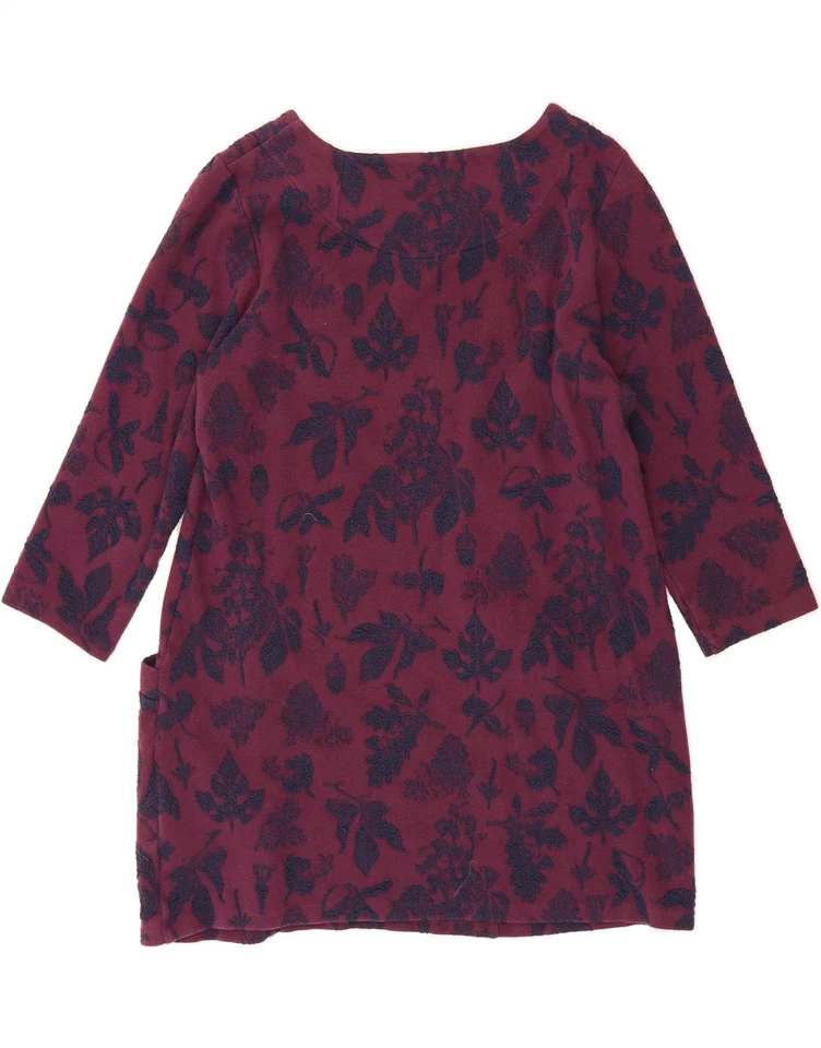 Vestido recto manga 3/4 JOULES para mujer Reino Unido 14 grande púrpura floral algodón DV39 Foto 2 de 3