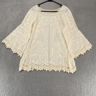 Soft Surroundings Romantic Tunic Top Womens Large Crochet Lace Boho Embroidered