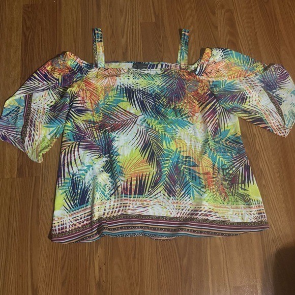 BOLD Elements Multicolor Palm Print Cold Shoulder… - image 1