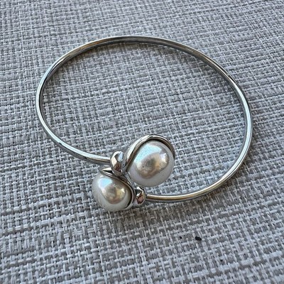 Majorica Alina Pearl Cuff Bracelet Sterling Silver 925 Made In Spain Reg: $197