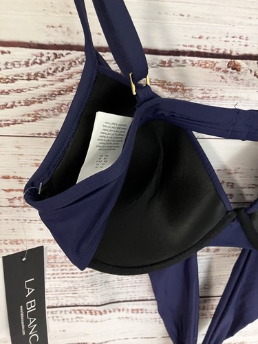 La Blanca Island Goddess Wrap Underwire Bikini Top Womens Size 10 Indigo Beach - Picture 10 of 13
