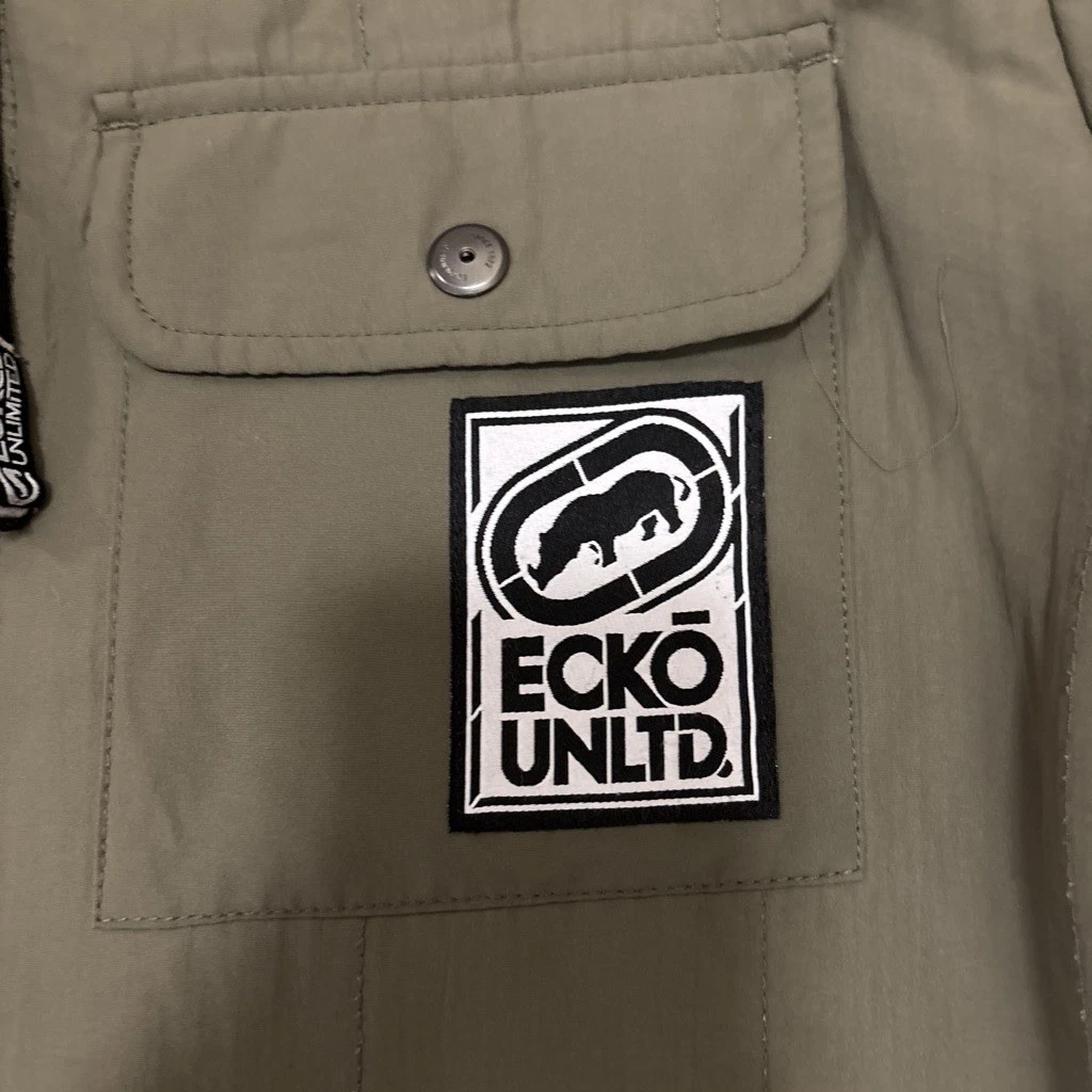 Ecko Unltd. Men's Green Hooded Sherpa Lined Snap/Button Front Jacket Size L - product detail image 2