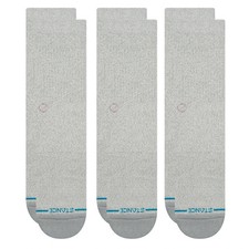 Stance Icon Crew Socks 3 Pack Casual Medium Men's 6-8.5 Heather Grey