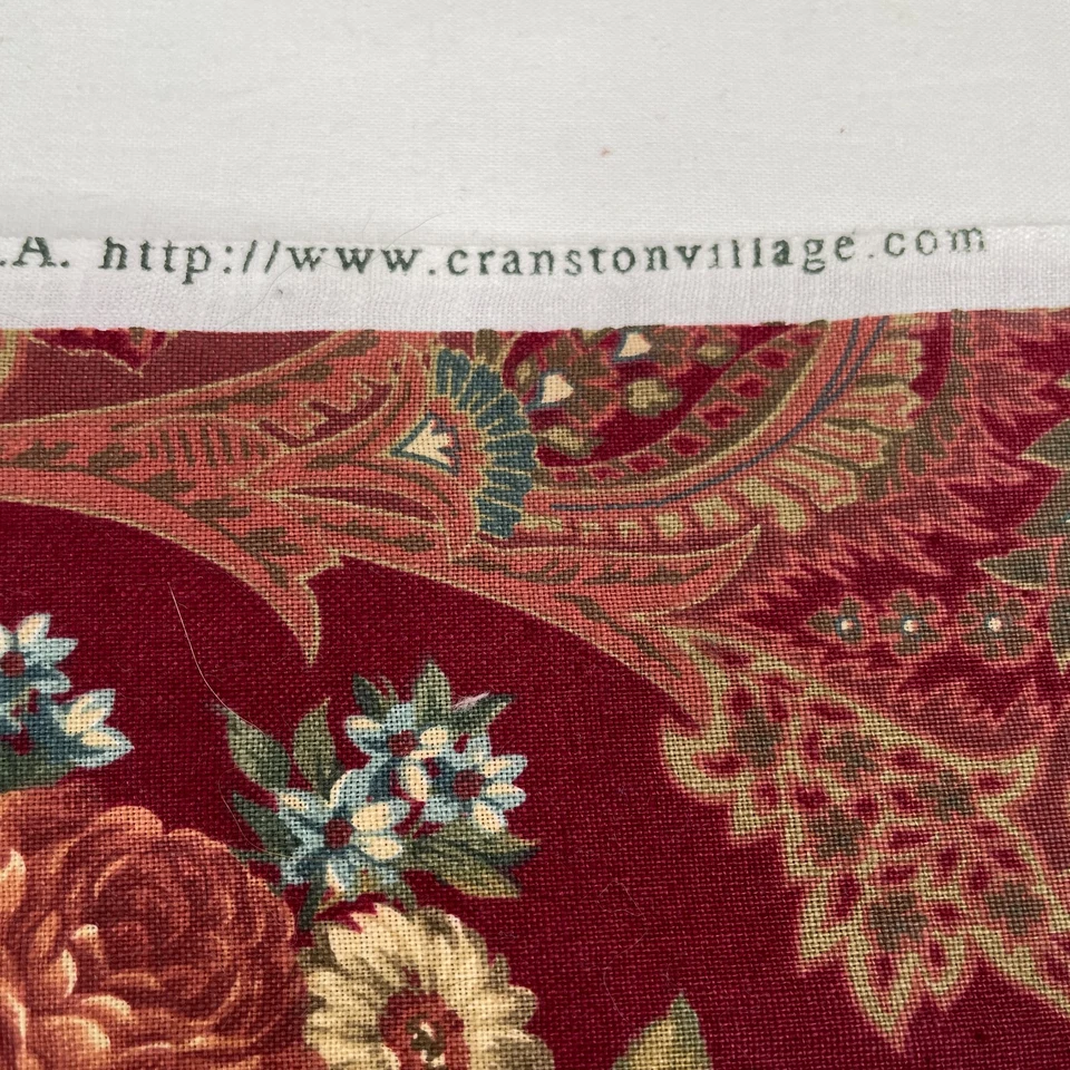 Cranston Village Print Works Fabric Paisley Floral Burgundy Multicolor 4.5 yds - Image 3 of 4