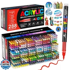288 Colors Acrylic Paint Markers Soft Brush Tip, Water-Based Paint Pens with 
