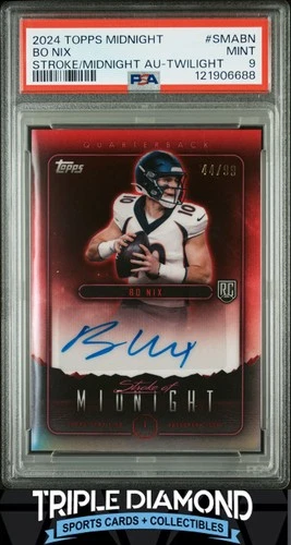 2024 Topps Midnight Bo Nix Stroke of Midnight Rookie Auto #44/99 PSA 9 BNA780