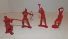 4 1960'S Marx Auburn Red Frontiersman Davy Crockett / Indian Rubber Figures